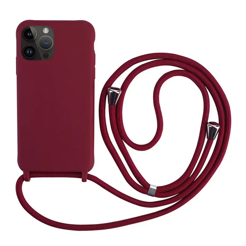 Coque iPhone à Lanière – Silicone Souple Candy Color avec Bandoulière Ajustable
