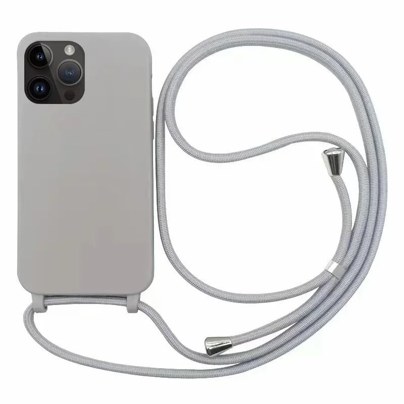 Coque iPhone à Lanière – Silicone Souple Candy Color avec Bandoulière Ajustable