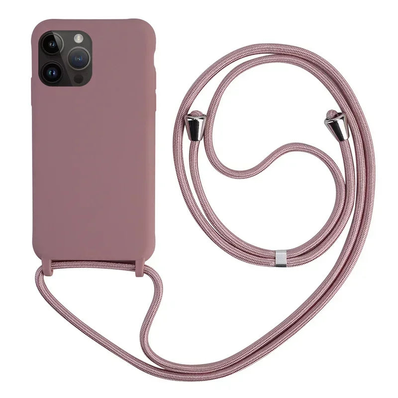 Coque iPhone à Lanière – Silicone Souple Candy Color avec Bandoulière Ajustable