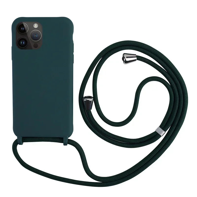 Coque iPhone à Lanière – Silicone Souple Candy Color avec Bandoulière Ajustable