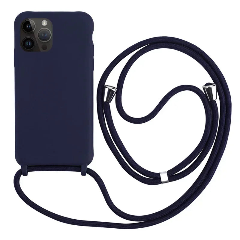 Coque iPhone à Lanière – Silicone Souple Candy Color avec Bandoulière Ajustable