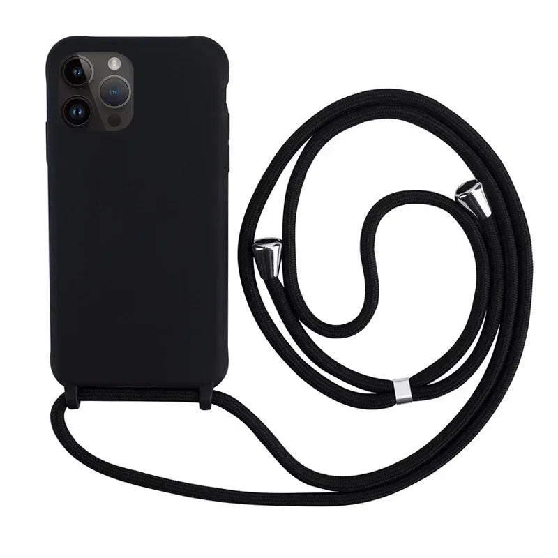 Coque iPhone à Lanière – Silicone Souple Candy Color avec Bandoulière Ajustable