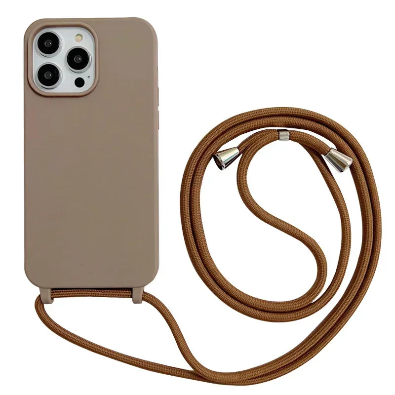 Coque iPhone à Lanière – Silicone Souple Candy Color avec Bandoulière Ajustable